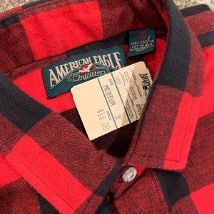 Vintage American Eagle NOS New Old Stock M Red Buffalo Check Flannel Shirt NWT